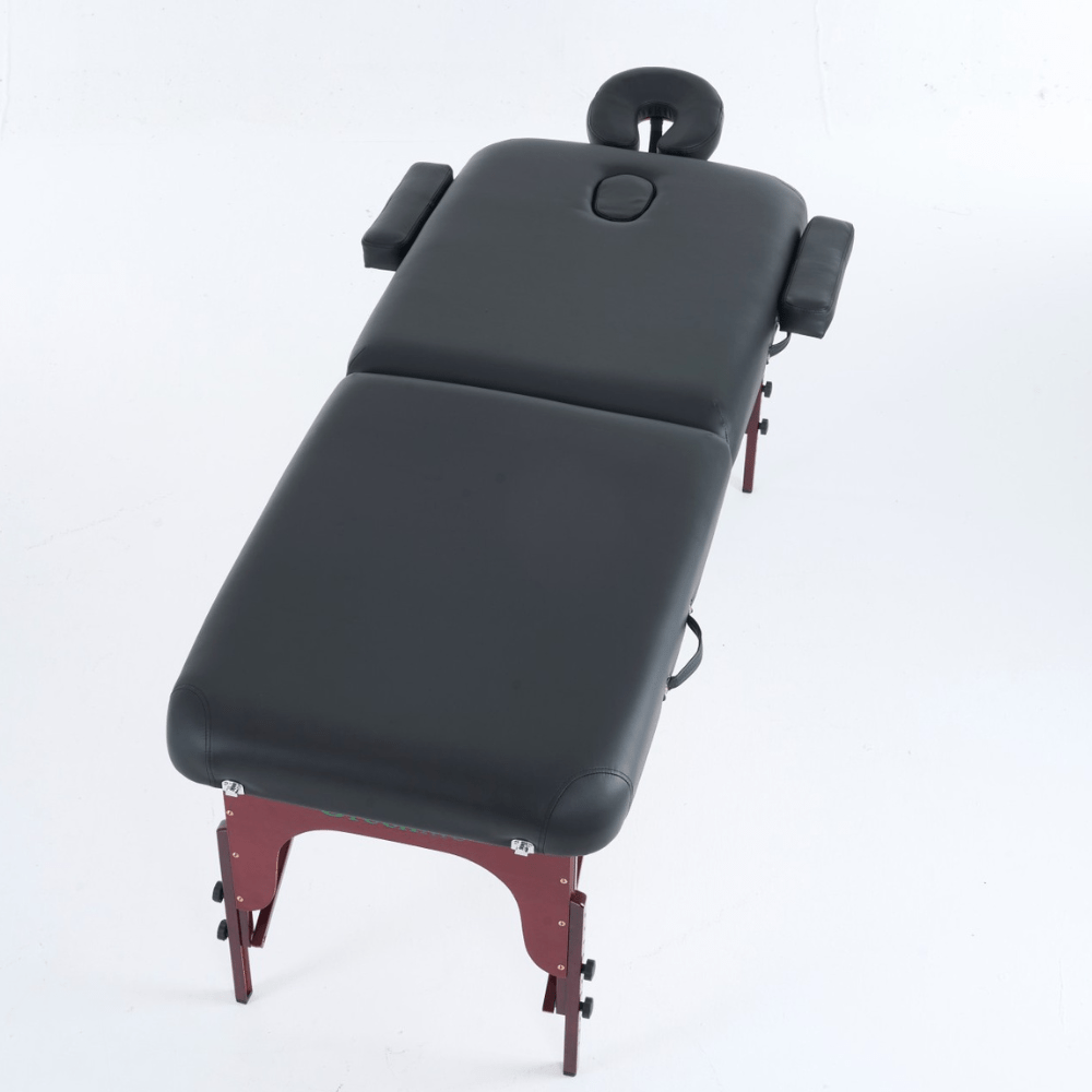 4" thick 2 Section Wooden Greenlife® master Portable Massage Table Black / Cream - MTW121