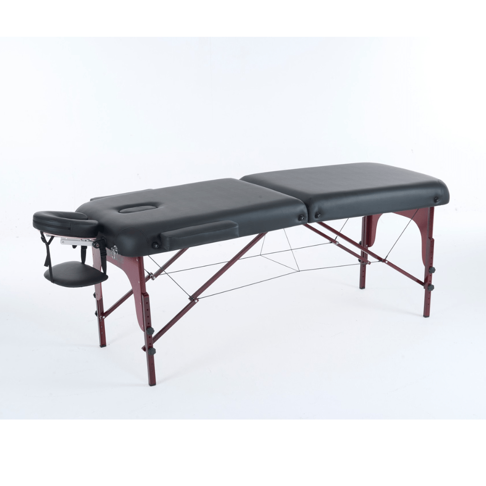 4" thick 2 Section Wooden Greenlife® master Portable Massage Table Black / Cream - MTW121