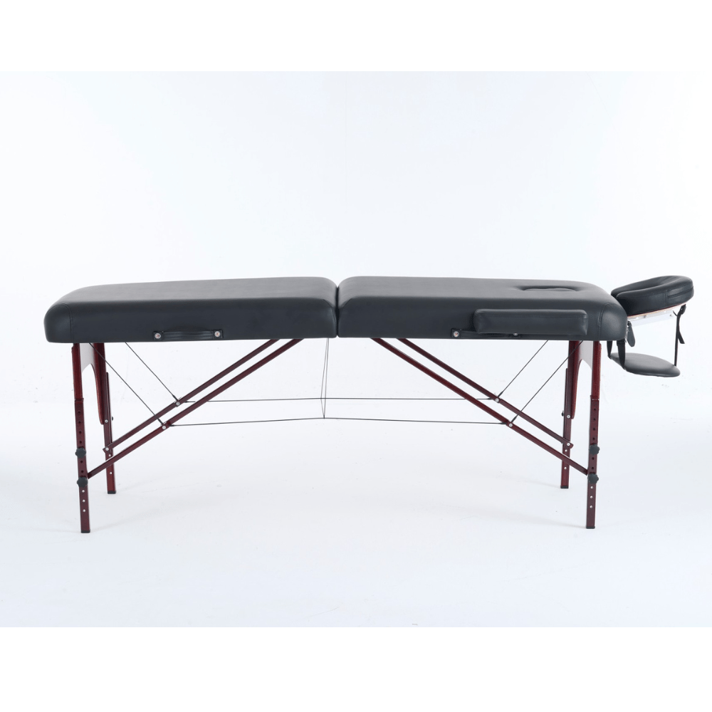 4" thick 2 Section Wooden Greenlife® master Portable Massage Table Black / Cream - MTW121